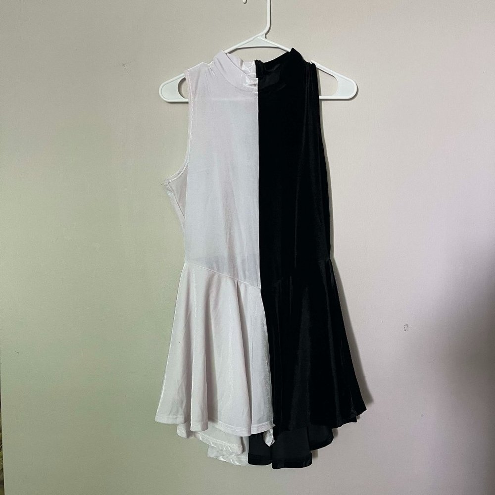 Fashion Brand Company Two Tone Velvet Skater Romper